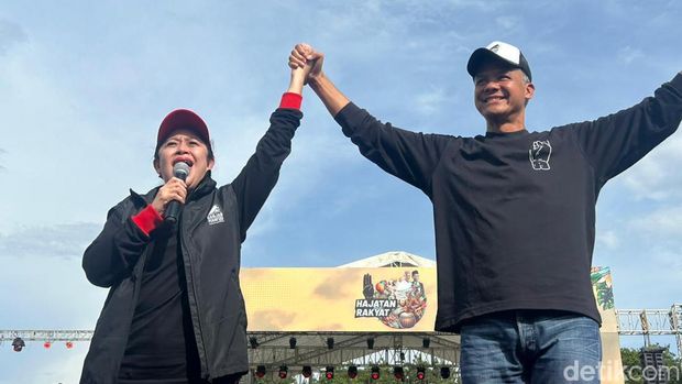 Puan mendampingi Ganjar kampanye akbar di Sidoarjo, Jatim