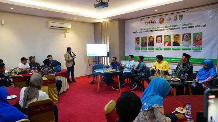 PUSAD UM Surabaya merilis hasil survei pilihan anak muda Muhammadiyah Pilpres 2024