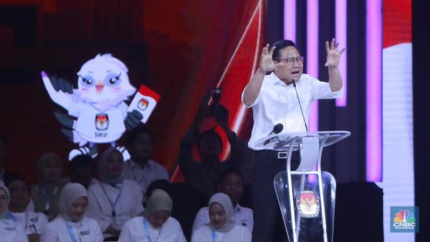 Suasana saat debat keempat Calon Wakil Presiden (Cawapres) Pemilu Tahun 2024. (CNBC Indonesia/Muhammad Sabki)