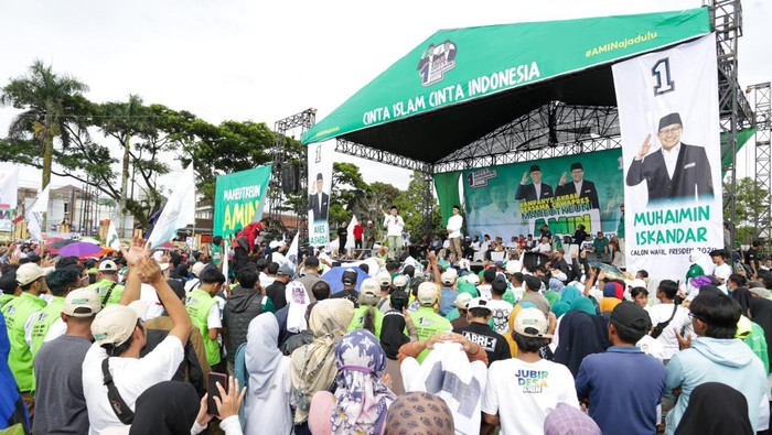 Cak Imin saat kampanye di Lapangan Padjajaran, Cibadak, Kabupaten Sukabumi, Senin (22/1/2024).