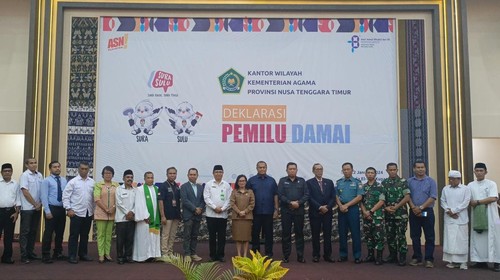 Kanwil Kemenag NTT menggelar Deklarasi Pemilu Damai Tahun 2024 di Kota Kupang, Senin (22/1/2024).