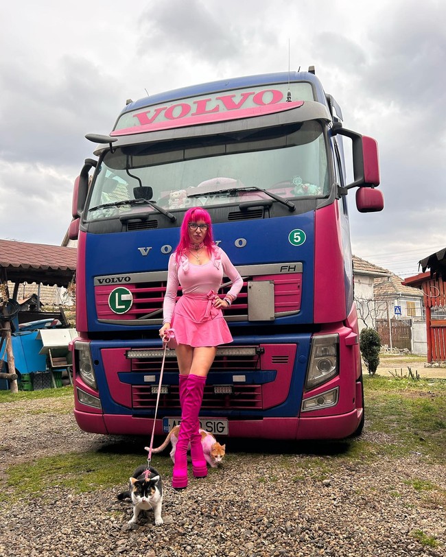Dilansir Oddity Central, Georgeta yang awalnya bekerja di Spanyol baru saja kembali ke negaranya. Ia membawa truk pink kesayangan dan mulai bekerja sendiri. Agar merasa nyaman sepanjang hari menghabiskan waktu menyetir dalam mobil, wanita 35 tahun tersebut mendekorasi tempat kerjanya secantik mungkin. Foto: Instagram Georgeta