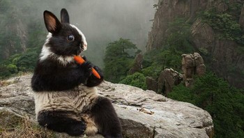 Panda berkelapa kelinci...Foto: Martin Bullock via Boredpanda