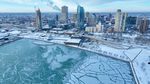 Pemandangan Udara Kota Milwaukee, Wisconsin Tertutup Salju