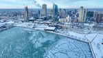 Pemandangan Udara Kota Milwaukee, Wisconsin Tertutup Salju