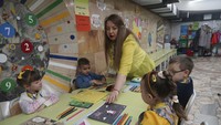Taman kanak-kanak tersebut telah berpindah dari permukaan ke bawah tanah dan lima fasilitas tersebut dapat menampung sekitar 1.000 anak, menurut para pejabat.