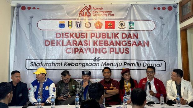 Foto: Cipayung Plus gelar deklarasi Pemilu 2024 damai di Rumah Kebangsaan, Jalan Hang Lekir V, Kebayoran Baru, Jakarta Selatan, Selasa (23/1/2024). (dok. istimewa)