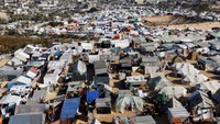 Pemandangan umum kamp pengungsian di Rafah, Gaza, Palestina, 22 Januari 2024.