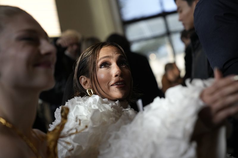 France Haute Couture Fashion S/S 2024 Schiaparelli A mode wears a creation for Schiaparelli's Haute Couture Spring-Summer 2024 collection presented in Paris, Monday, Jan. 22, 2024. (AP Photo/Christophe Ena)
