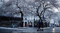 Meskipun hujan salju dan cuaca dingin melanda kota Paris, ternyata tak sedikit wisatawan atau warga Paris yang justru menikmatinya.