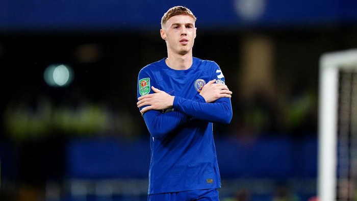 Chelseas Cole Palmer celebrates scoring their sides fourth goal of the game during the Carabao Cup semi final second leg match at Stamford Stadium, London. Picture date: Tuesday January 23, 2024. (Photo by Zac Goodwin/PA Images via Getty Images)