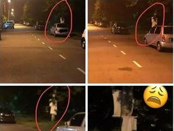 Kalau diperhatiin dari jauh sih mirip kuntilanak. Ternyata hanya baliho atau poster. (Foto: Instagram/sukijan.id)
