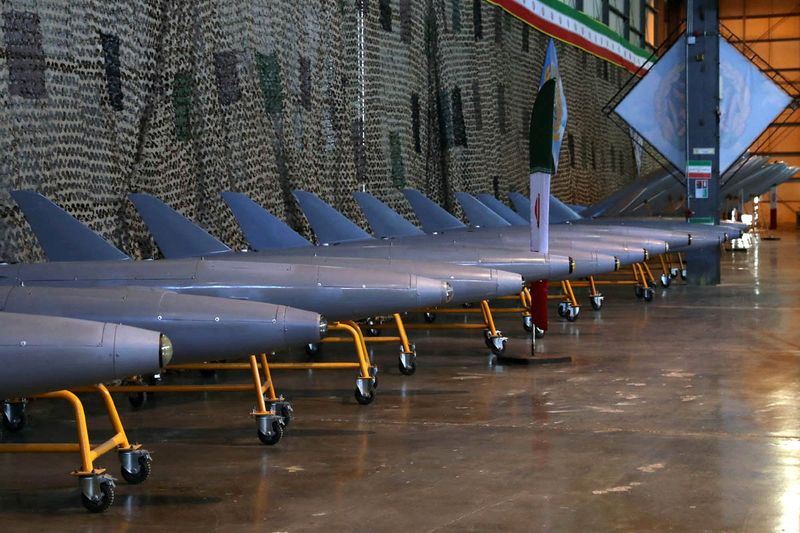 Iranian drones are inducted into Iran's Army, in Tehran, Iran, January 22, 2024. Iranian Army/WANA (West Asia News Agency)/Handout via REUTERS ATTENTION EDITORS - THIS IMAGE HAS BEEN SUPPLIED BY A THIRD PARTY.