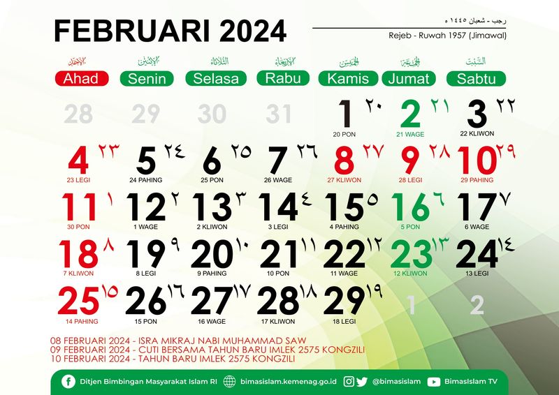 Daftar Tanggal MerahLibur Nasional Februari 2025, Lengkap dengan Hari