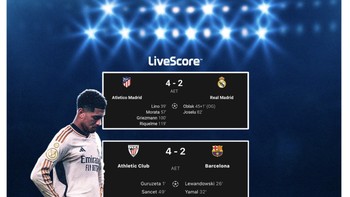 Dua klub besar Spanyol yang sama-sama disingkirkan dengan skor yang sama. Foto: X