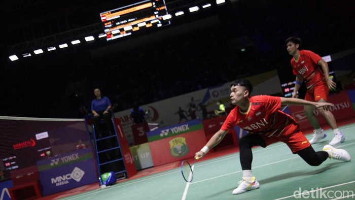 Momen Leo/Daniel ke Perempatfinal Indonesia Masters 2024 Leo Rolly Carnando/Daniel Marthin vs Xie Hao Nan/Zheng Wei Han (China) pada babak 16 besar Indonesia Masters 2024 di Istora, Kamis (25/1/2024).