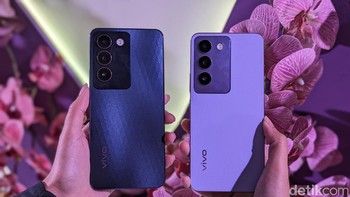 Ini dia dua varian warna Vivo Y100 5G yang baru saja diluncurkan di Indonesia. Ungu anggrek dan hitam onyx. Foto: Virgina Maulita Putri/detikINET