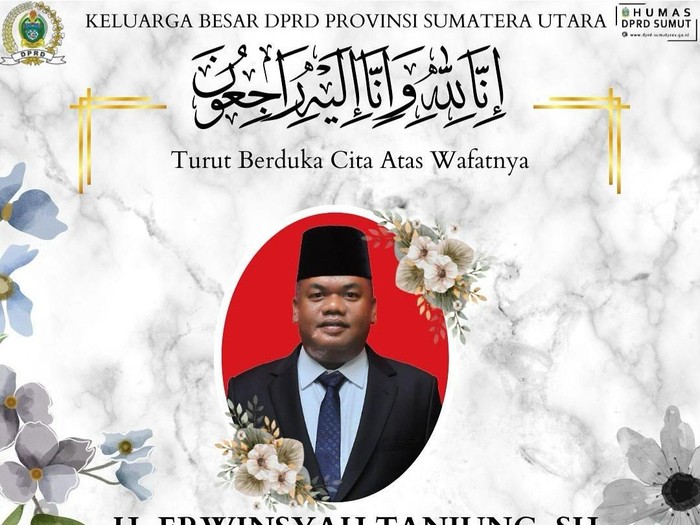 Anggota DPRD Sumut Erwinsyah Tanjung meninggal dunia (istimewa/Dok. Humas DPRD Sumut)