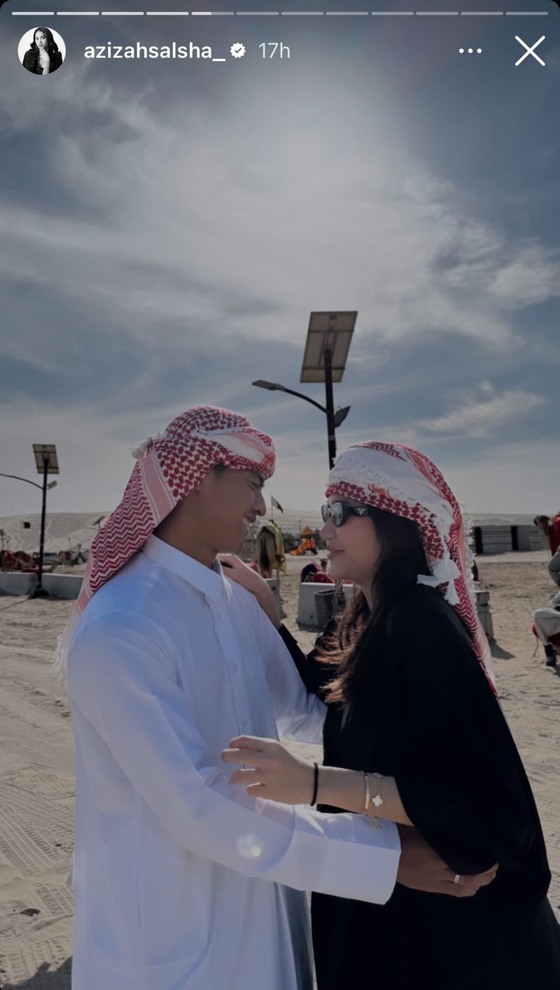 Azizah dan Pratama Arhan di Qatar