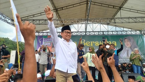 Cawapres Muhaimin Iskandar saat berkampanye di Buleleng, Jumat (26/1/2024).