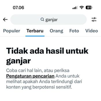 Keyword 'Ganjar' tak bisa dicari di kolom terbaru pencarian di X (tangkapan layar)