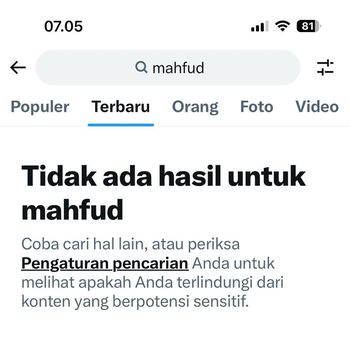 Keyword 'Mahfud' tak bisa dicari di kolom terbaru pencarian di X (tangkapan layar)
