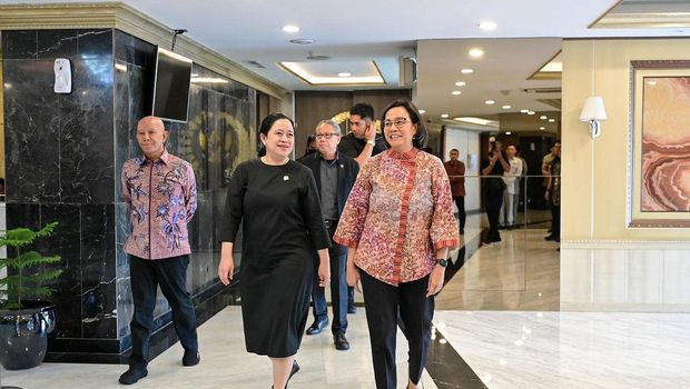 Pertemuan Menteri Keuangan Sri Mulyani Indrawati dengan Ketua DPR RI Puan Maharani untuk berkonsultasi mengenai pergantian anggota Dewas LPI dari unsur profesional. (Instagram @smindrawati)