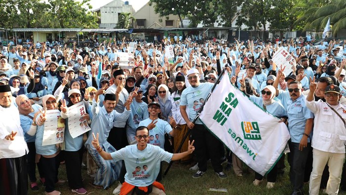 Samawi menggelar apel dan pelepasan relawan canvasing di Lapangan Bethel, Kabupaten Tangerang (dok istimewa)