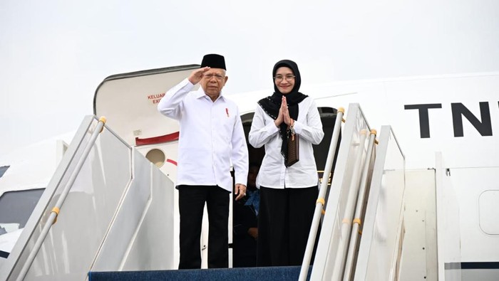 Wapres Maruf Amin bersama istri, Wury Ma’ruf Amin bertolak untuk kunjungan kerja ke Semarang hingga Rembang, Jateng.