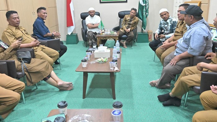 Anggota DPD RI asal Sumut Dedi Iskandar Batubara saat menerima perangkat desa
