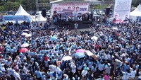Dalam kesempatan tersebut Prabowo Subianto menyampaikan visi, misi, program kerja serta meminta relawan dan simpatisan untuk memenangkan pasangan capres dan cawapres nomor urut 2 pada Pilpres 2024.
