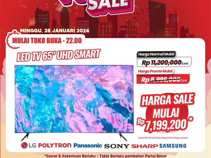 Transmart Full Day Sale kembali hadir Minggu (28/1/2024). Berbagai promosi menarik hadir untuk memenuhi kebutuhan para pelanggan setia Transmart seperti barang elektronik.