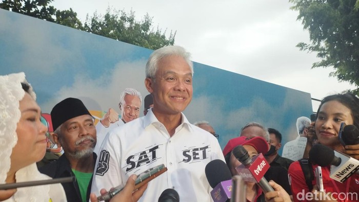 Capres nomor urut 3, Ganjar Pranowo di Kulon Progo, Yogyakarta (Devi/detikcom)
