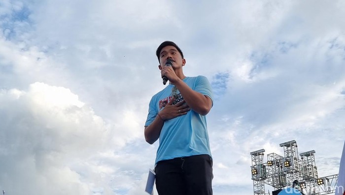 Ketum Partai Solidaritas Indonesia (PSI) Kaesang Pangarep menghadiri kampanye akbar Prabowo-Gibran di Semarang, Jawa Tengah (M Sholihin/detikcom)