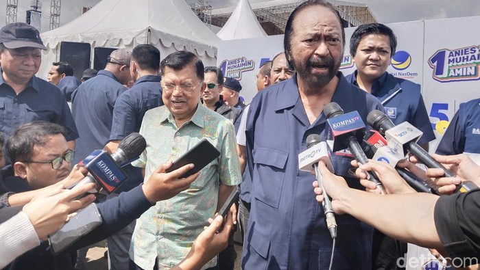Surya Paloh dan JK saat mendampingi kampanye Anies Baswedan di Bandung.