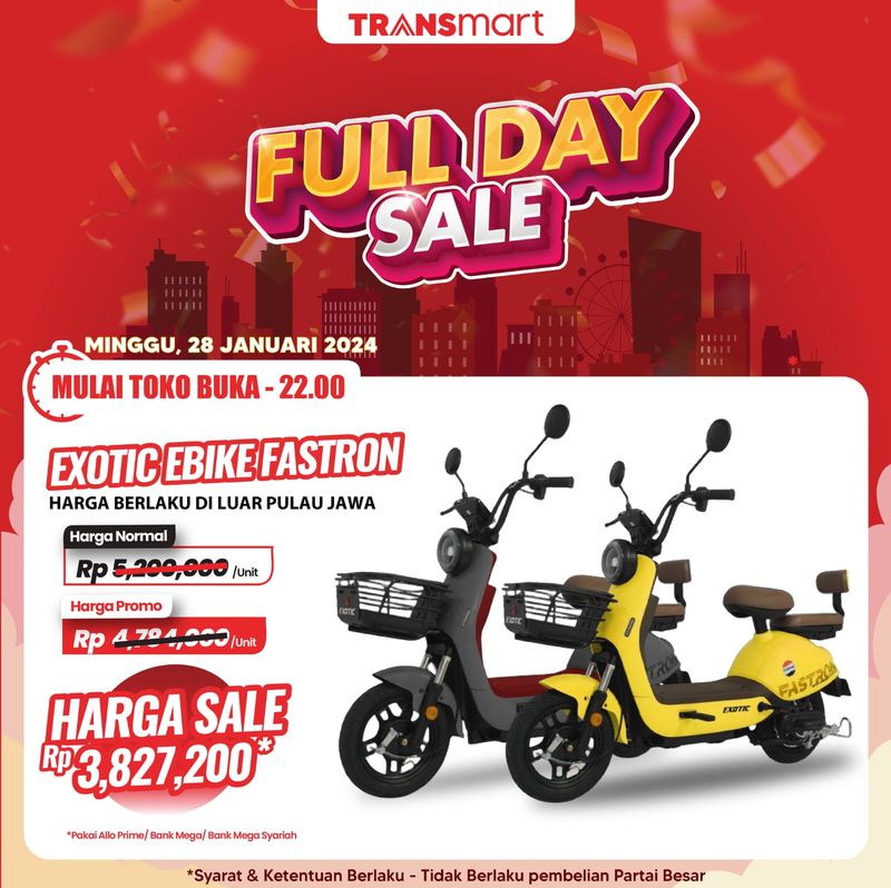 Transmart Full Day Sale kembali hadir Minggu (28/1/2024). Berbagai promosi hadir memenuhi kebutuhan para pelanggan setia Transmart seperti barang elektronik.