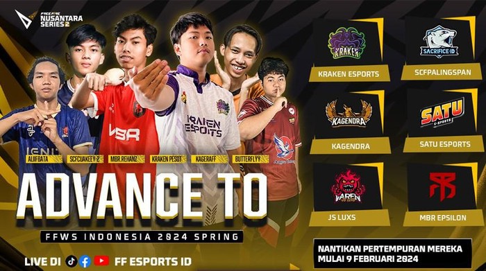Babak main stage Free Fire Nusantara Series (FFNS) #2 resmi berakhir. Sudah ada enam tim terbaik yang berhak tampil di Free Fire World Series (FFWS) Indonesia 2024 Spring.