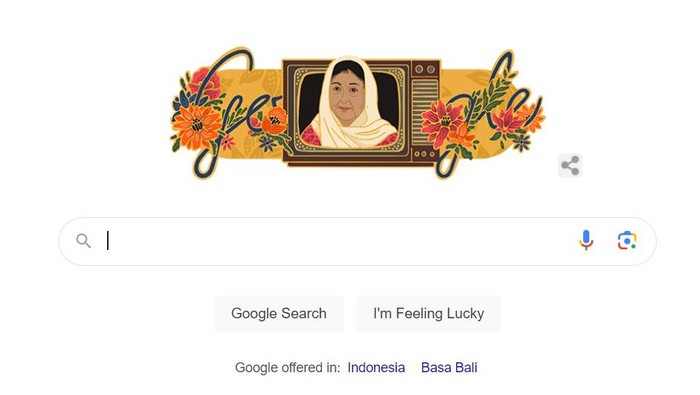 Amina Cendrakasih jadi Google Doodle hari ini.