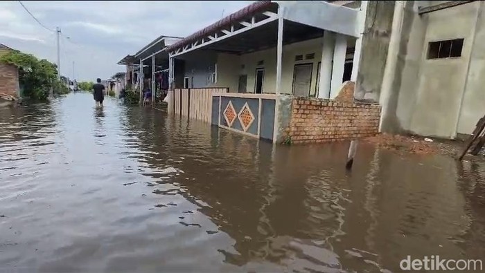 Banjir di salah satu kecamatan di Kota Palembang.