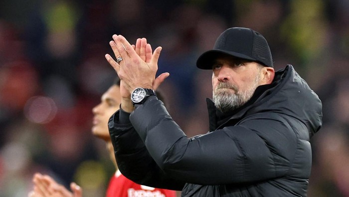 Soccer Football -  FA Cup - Fourth Round - Liverpool v Norwich City - Anfield, Liverpool, Britain - January 28, 2024 Liverpool manager Juergen Klopp celebrates after the match REUTERS/Phil Noble