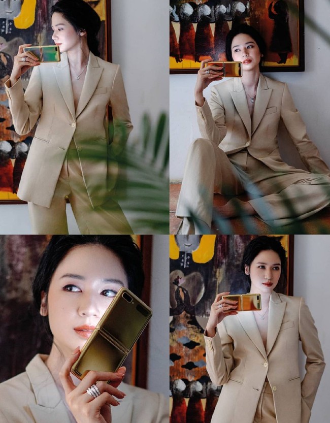 Siapa bilang busana formal tidak bisa tampil stylish. Laura Basuki membuktikan bahwa tampil formal tidak harus selalu terlihat kaku dan membosankan. Kuncinya ada di padu-padan yang tepat dan permainan warna. Foto: Instagram/@laurabas