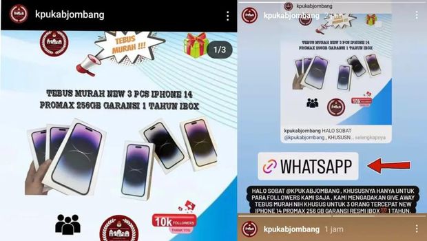 Medsos KPU Jombang diretas, diisi give away tebus murah iPhone 14.