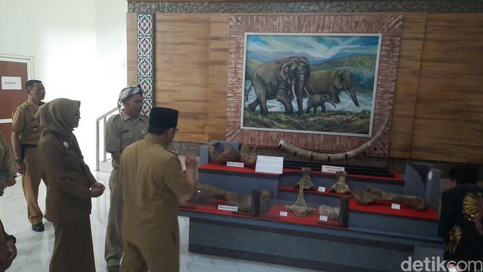 Pj Bupati Kudus Hasan Chabibie saat berkunjung ke Museum Situs Purbakala Patiayam Kudus, Senin (29/1/2024).
