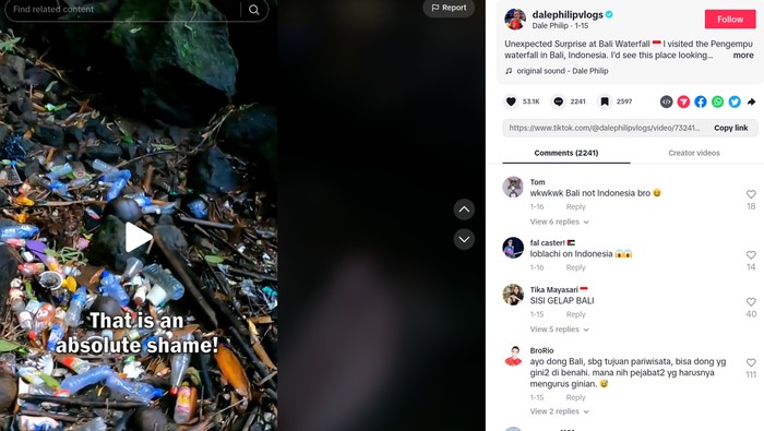 Sampah di air terjun Bali