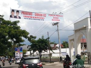Spanduk Prabowo-Gibran Satu Putaran Marak di Kota Bima