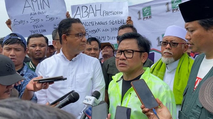 Cak Imin dan Anies Baswedan kampanye di Slawi, Tegal, Selasa (30/1/2024)