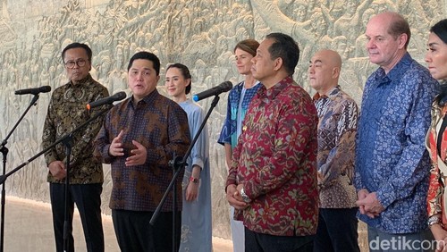 Erick Thohir saat memberi keterangan ke media di Sanur, Selasa (30/1/2024). (Siti Mu’amalah)