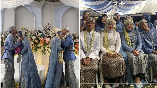 Foto pernikahan pasangan kembar viral di TikTok