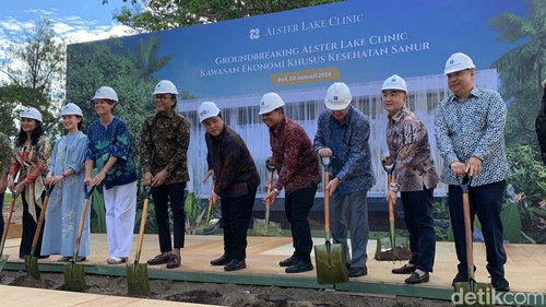 Groundbreaking Alster Lake Clinic di KEK Sanur, Denpasar, Selasa (30/1/2024). (Siti Mu’amalah)