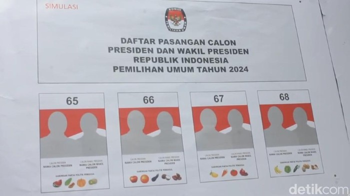 Gambar empat paslon di simulasi surat suara Blora.